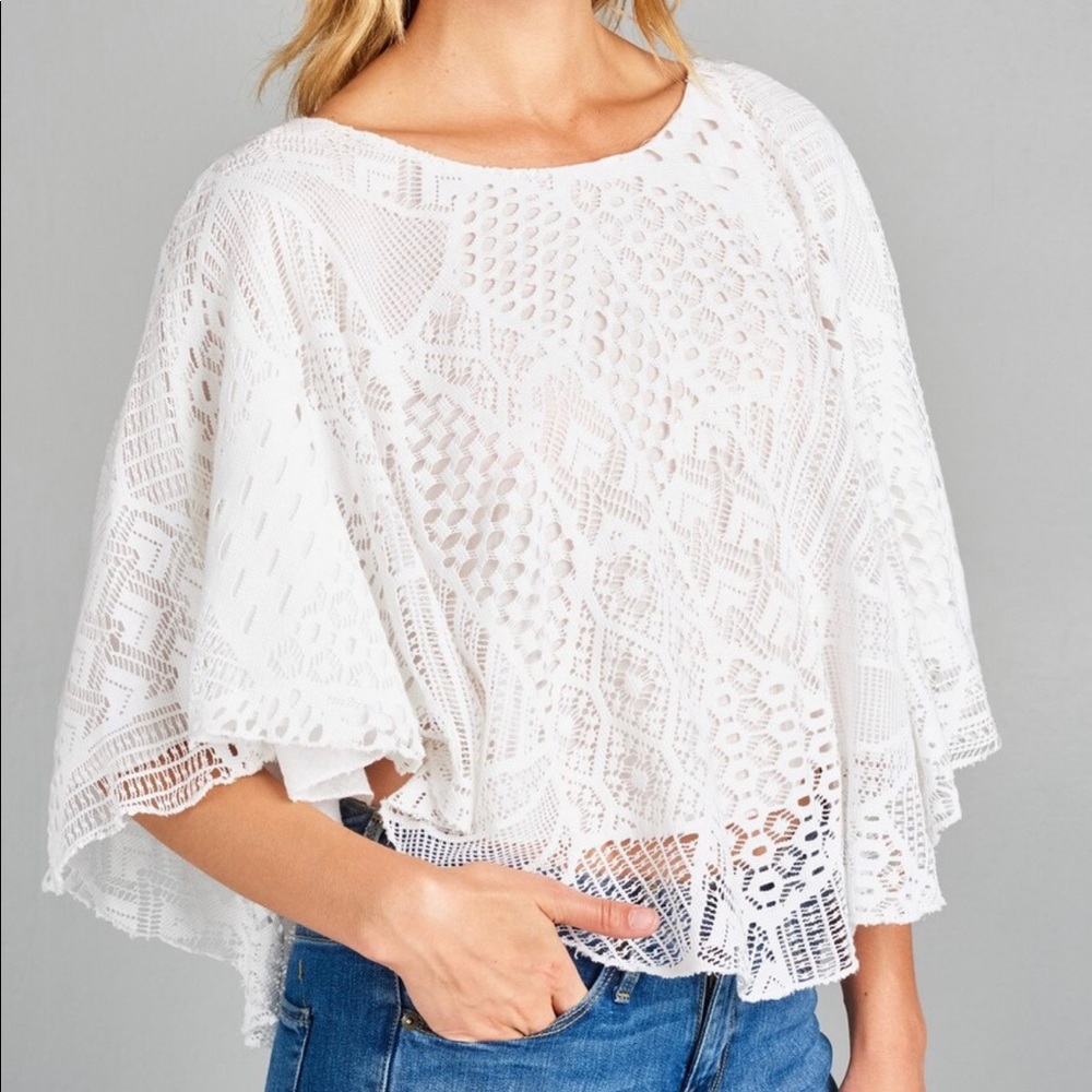 🥳HP🥳NWT!Beautiful 3/4 Sleeve Crochet Top! Size“Medium” - Picture 4 of 4